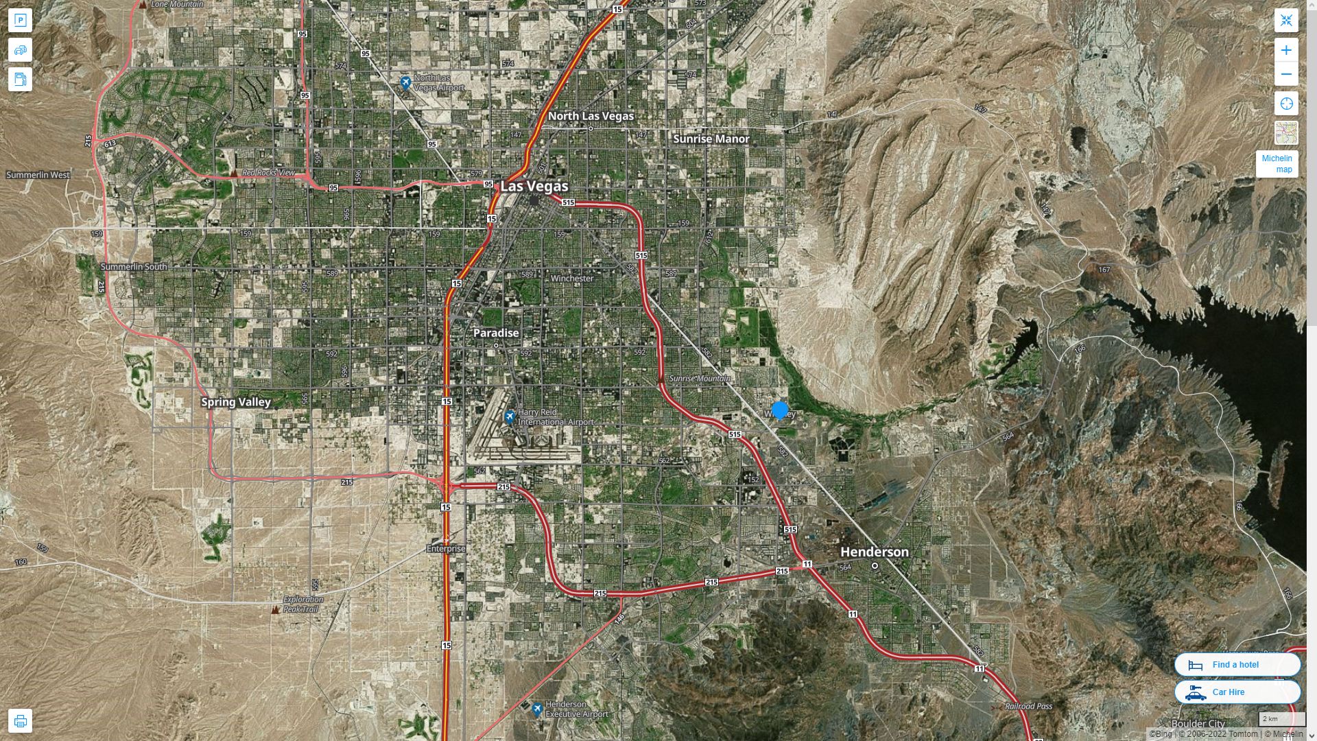 Whitney Nevada Highway and Road Map with Satellite View